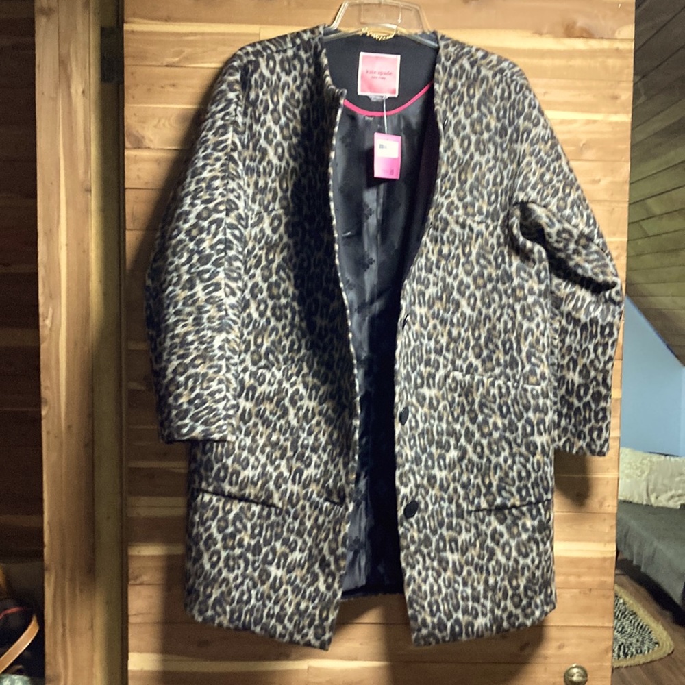 Kate Spade Brushed Leopard Print Coat